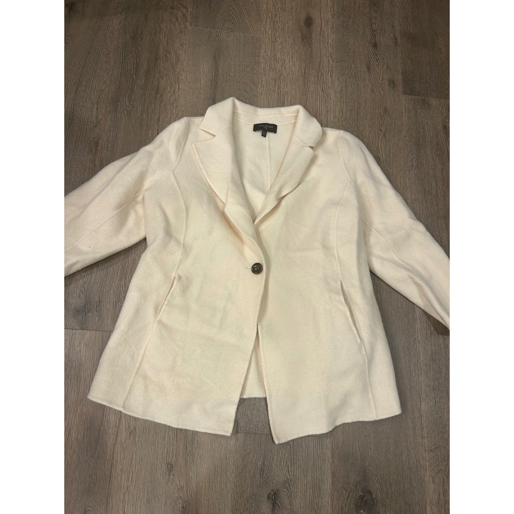 Talbots Plus Ivory Boiled Wool Blend Single Button Blazer Jacket Womens 16W - Picture 2 of 9